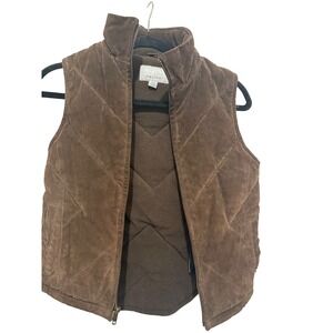 Wilson Leather Maxima Quilted Vest Brown Zip Up‎ Stand Collar Women's XS